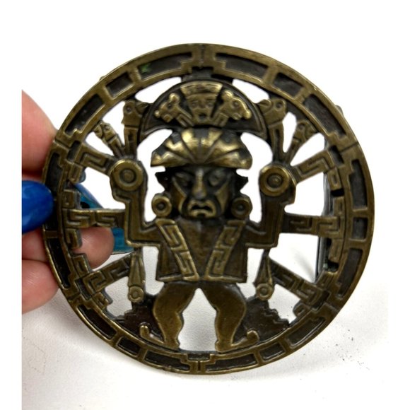 VINTAGE 1970s **HOPI DANCER** SOUTHWESTERN DESIGN BRASSTONE BELT BUCKLE - Picture 1 of 5